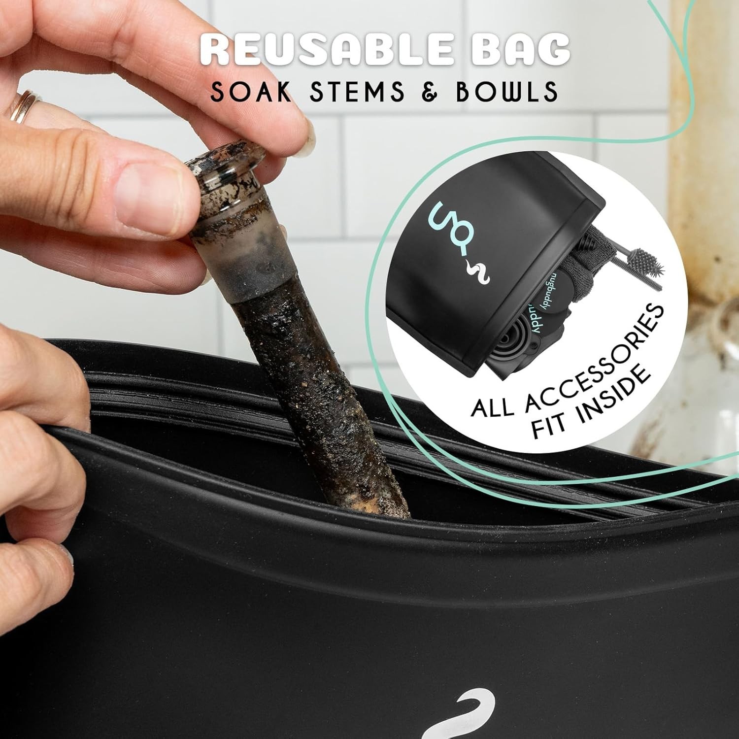 Ultimate Glass Cleaning Kit: Reusable Silicone Accessories & Soaker Bag Included