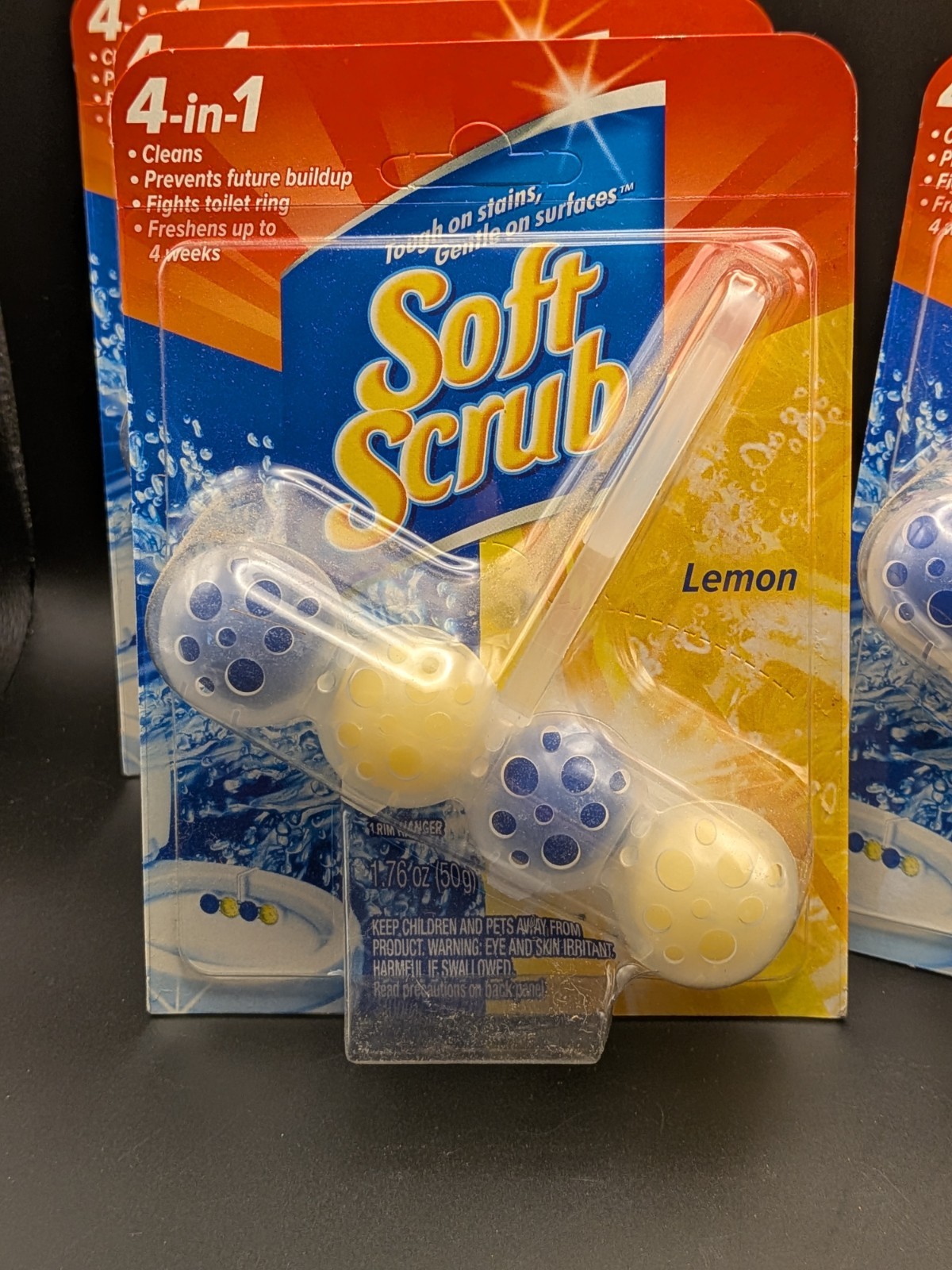 (6) 1 Pack Soft Scrub 4-in-1 Toilet Cleaner Rim Hangers in LEMON Scent NIP