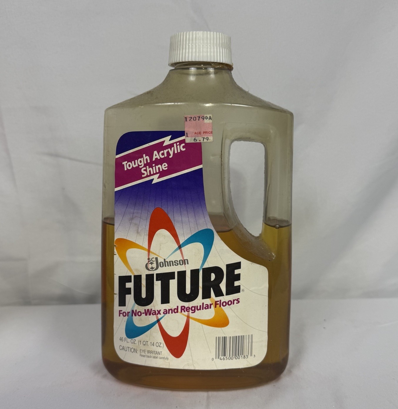 Vtg SC Johnson Future Large No Wax Acrylic Floor Finish 46 Oz Wax 50% Full 1989