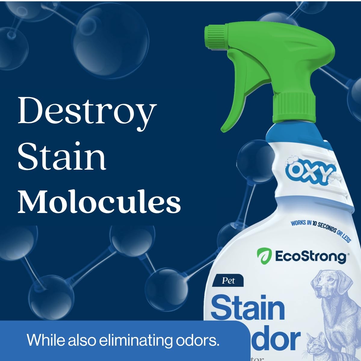 Oxygen Carpet Cleaner For Pet Stains Urine Odor Remover 32oz Spot Treatment
