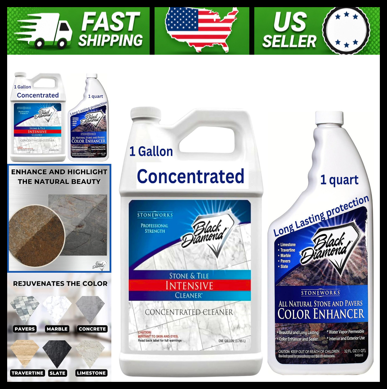 Black Diamond Stone Cleaner & Color Enhancer 2-Pack Gallon Quart