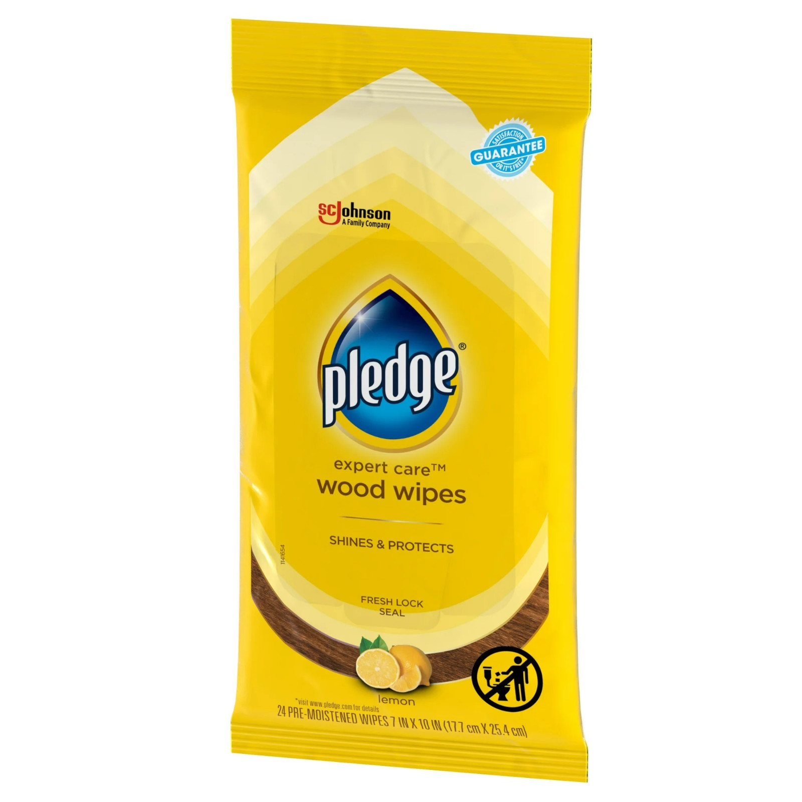 Pledge Expert Care Enhancing Wood Wipes, Lemon Scent, 24 Count 6 Pack