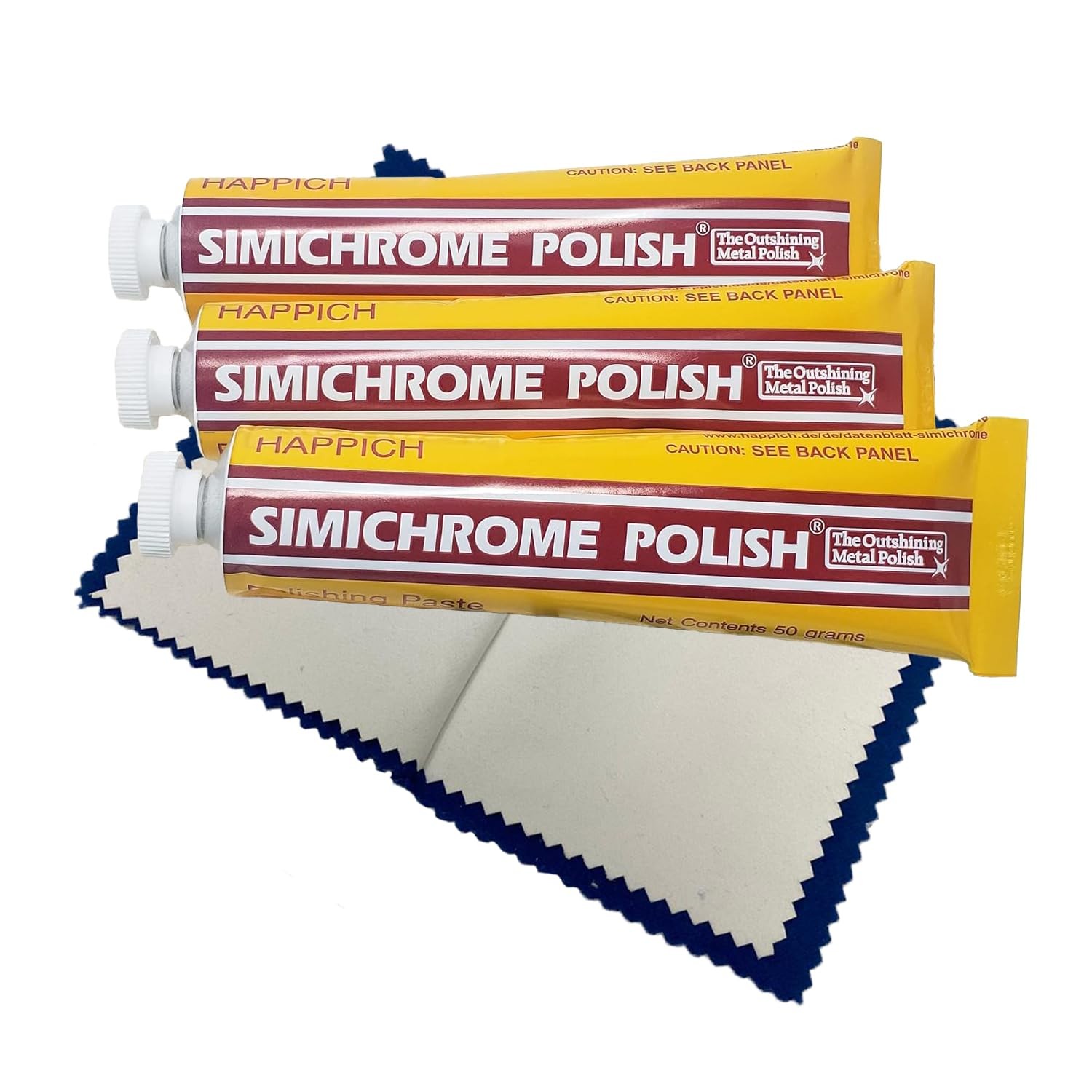 Simichrome Metal Polish for Chrome Aluminum – 3 Tubes + Cloth