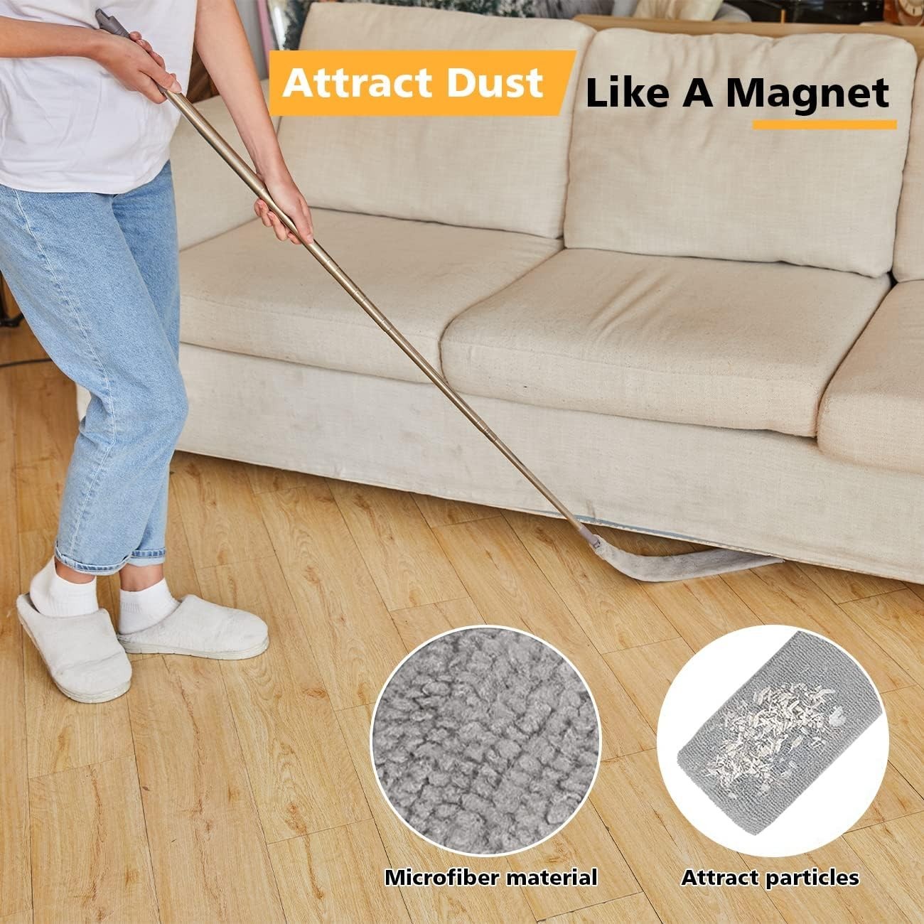 Retractable Gap Dust Cleaner with 3 Reusable Microfiber Dusting Cloths, Under…