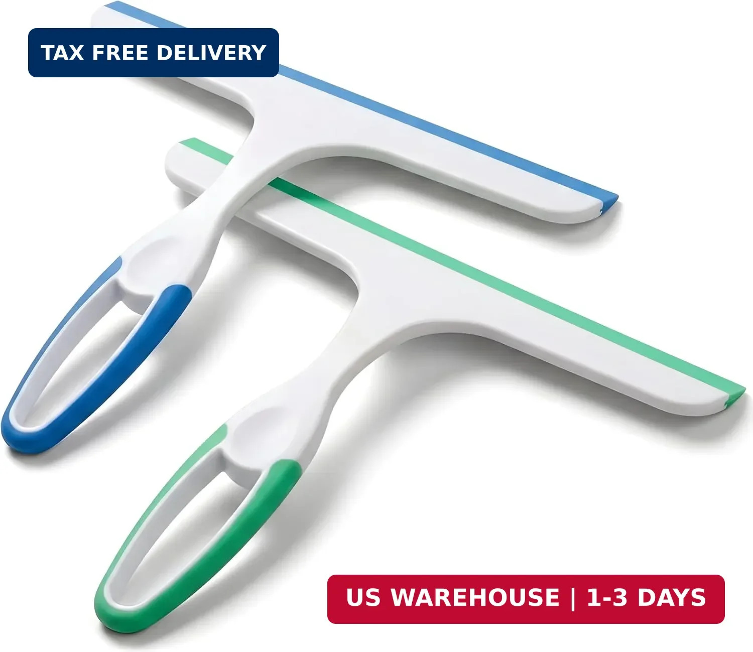 2 Pack Shower Squeegee for Glass Doors – 9.5″ Silicone Blade Window Cleaner Tool