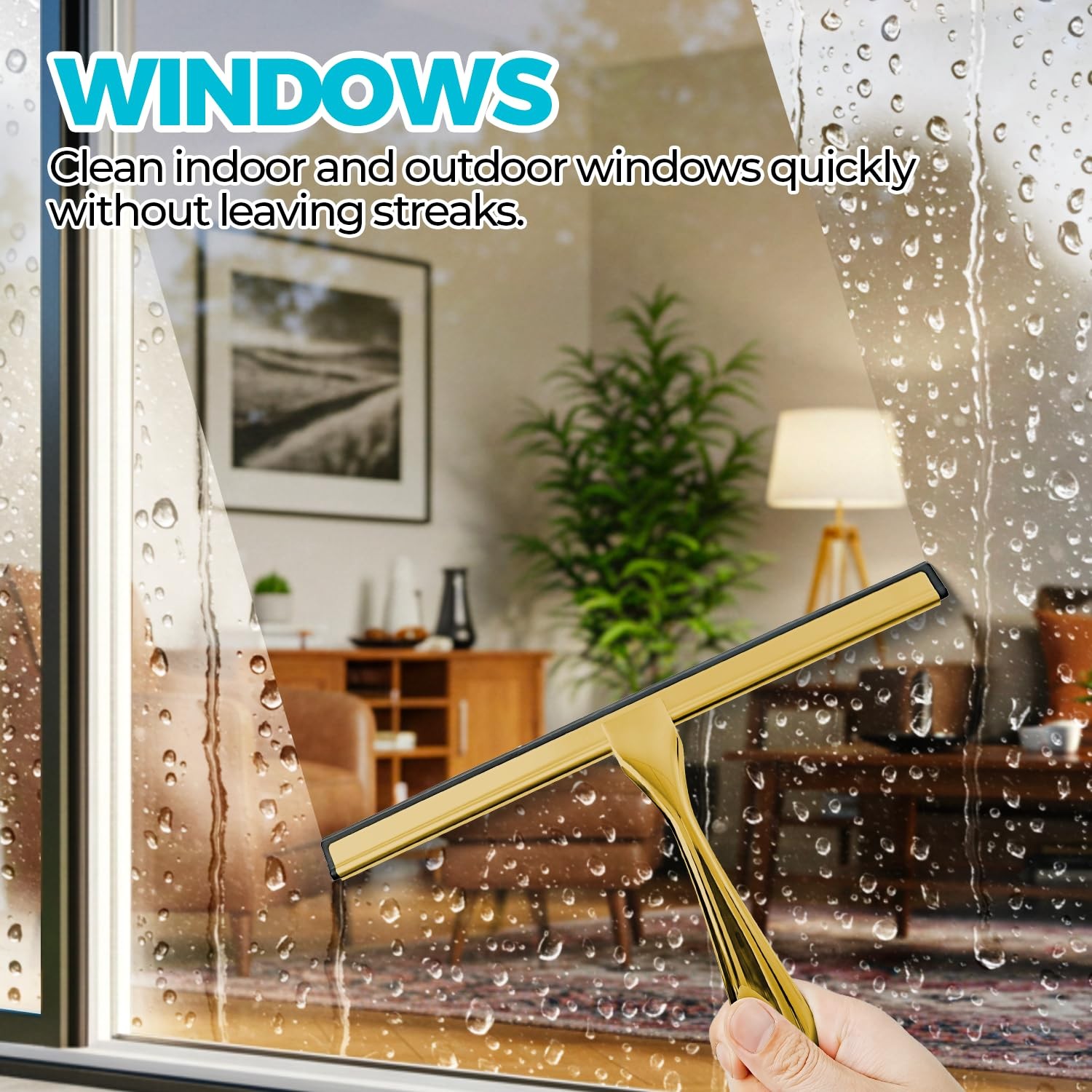 10-Inch Golden All-Purpose Shower Squeegee for Shower Doors Tile Shower Walls
