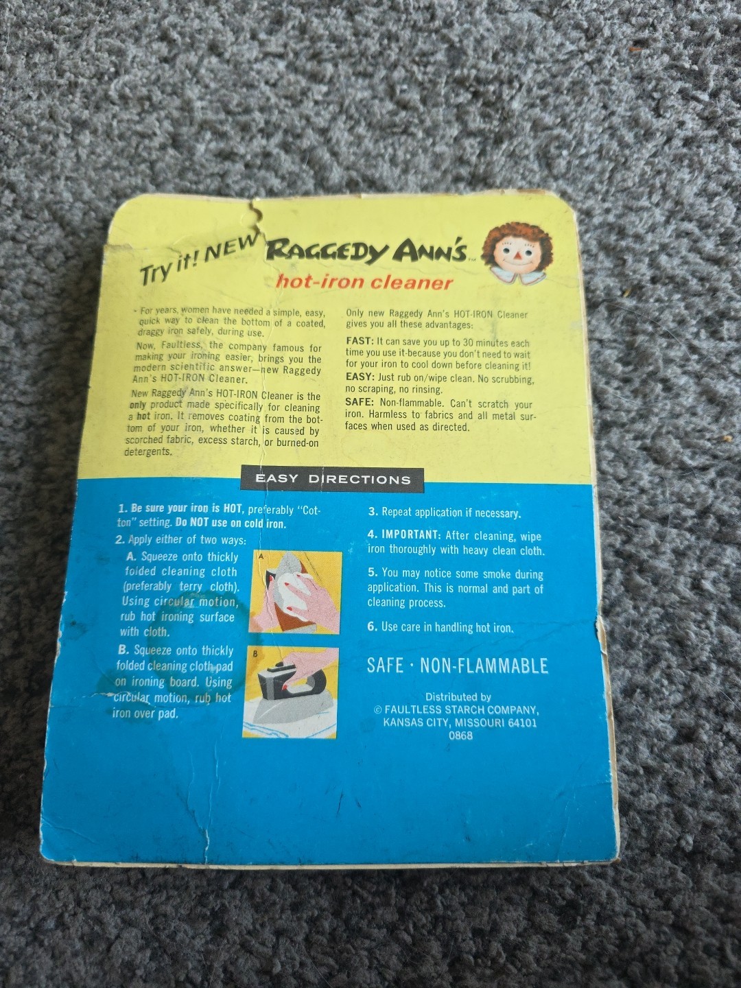 Raggedty Ann Hot Iron Cleaner Vintage Sealed 1968 Package NEW Advertising