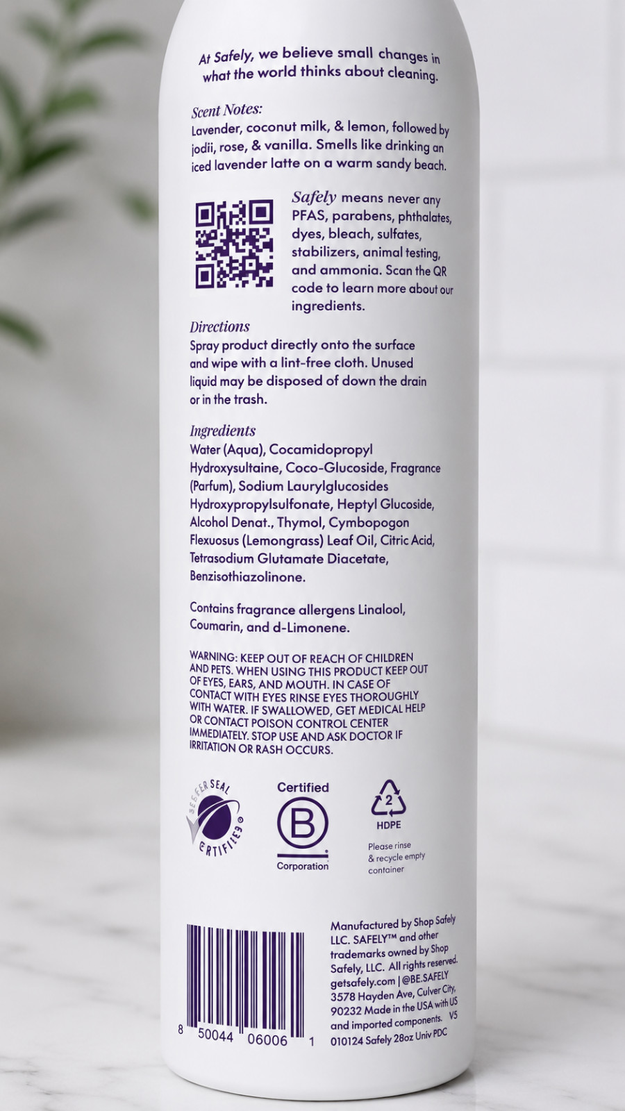 Safely Multi-Surface Universal Cleaner, Calm, Lavender and Coconut Milk