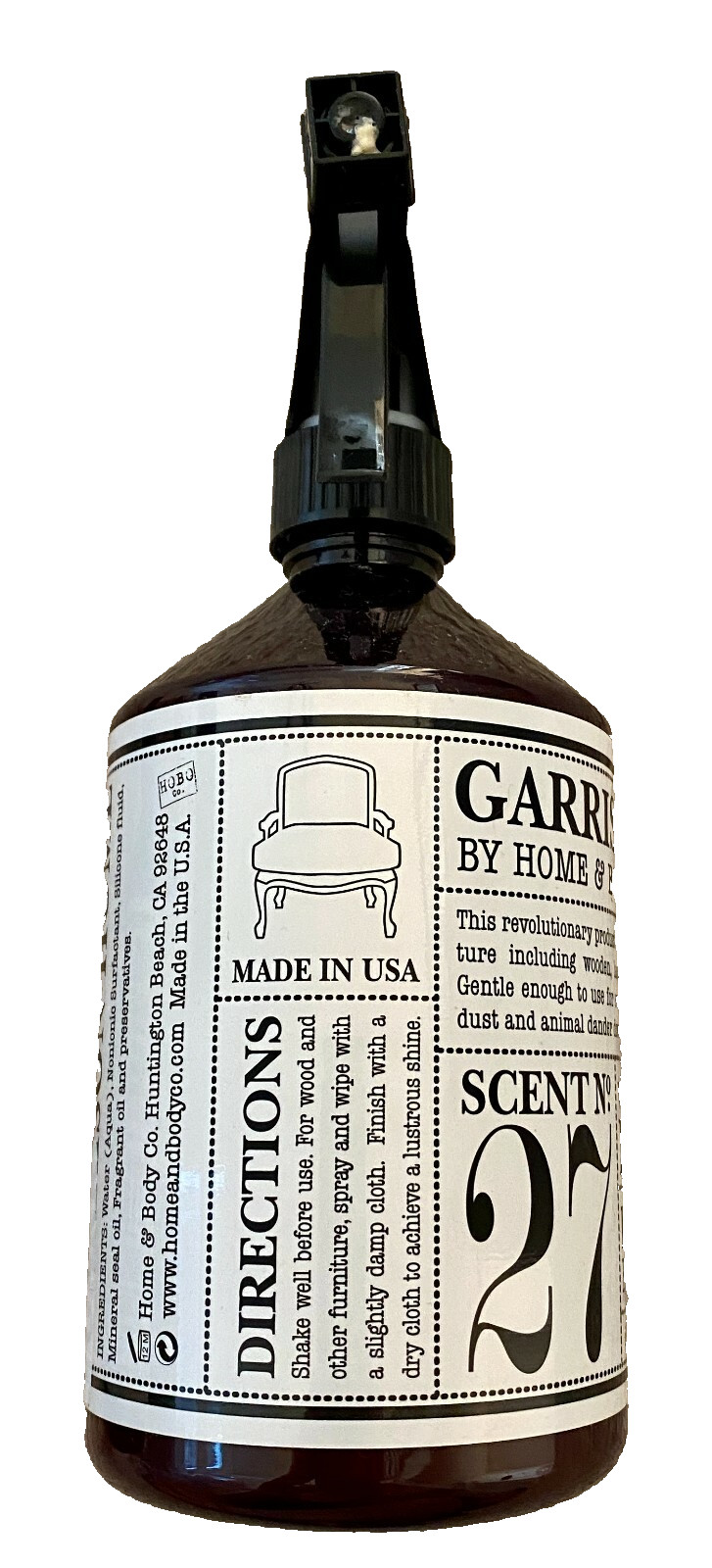 NEW Garrison Home & Body Company Wood Furniture Polish Spray Lemon Verbena 21oz