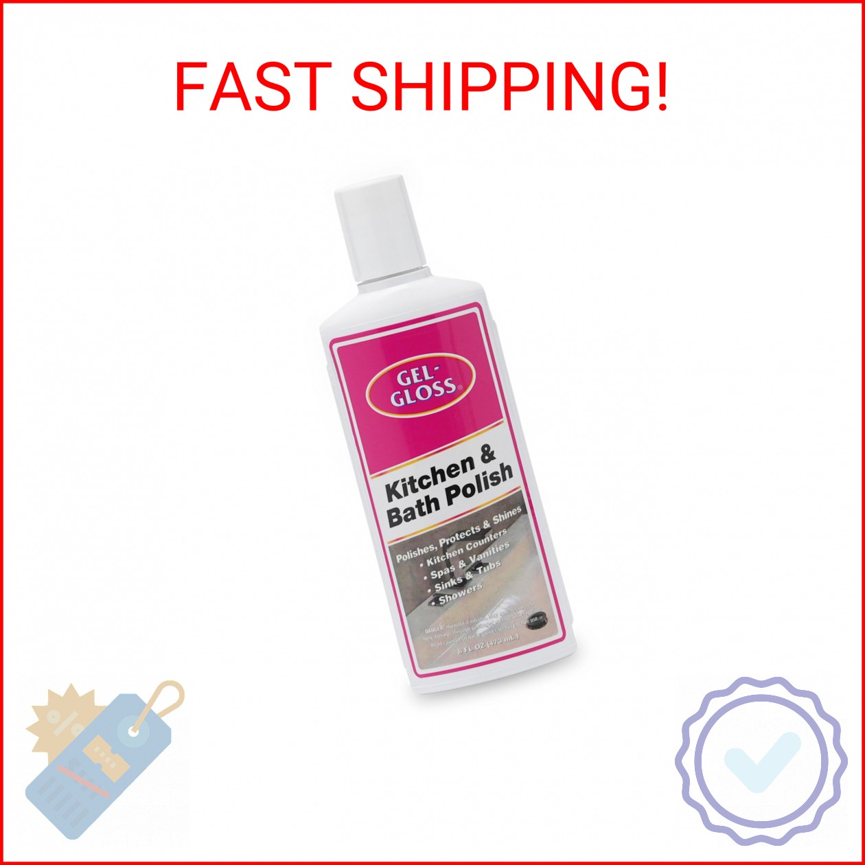 TR Industries Gel-Gloss Kitchen and Bath Cream Wax Polish, 8 Fluid Ounces -GG-8