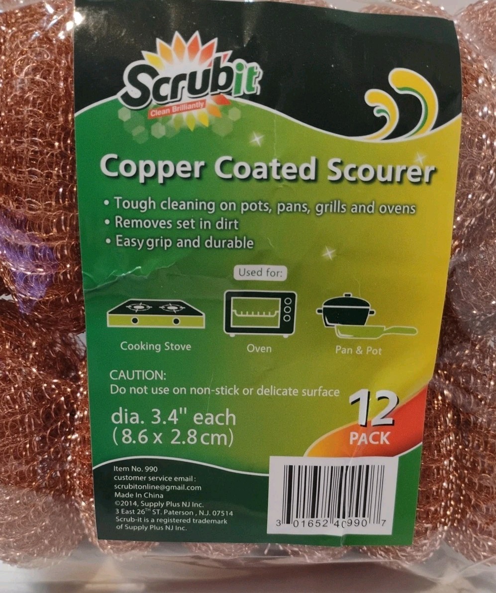 2014 12 Pack Copper Coated Scourers By “ Scrubit” Used For Dishes Pots Pans NEW