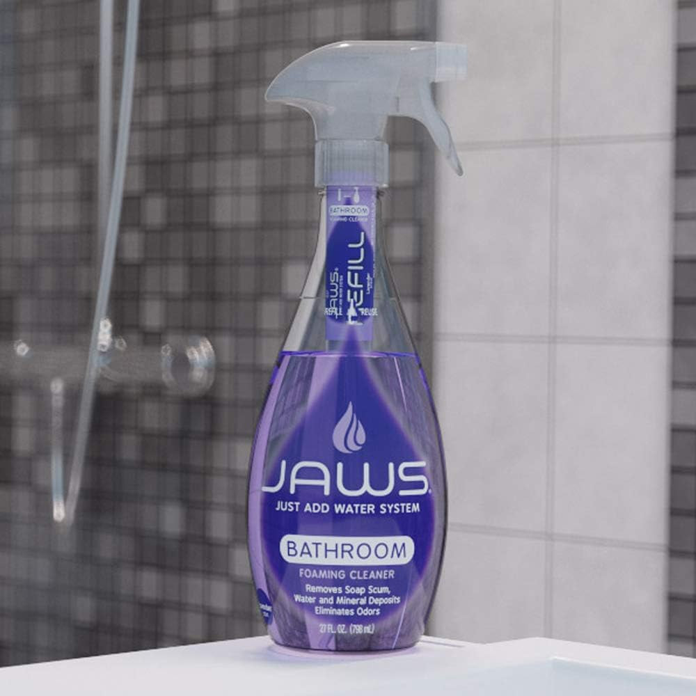 Foaming Bathroom Cleaner Bottle with 2 Refill Pods. Refillable Cleaning Supplies