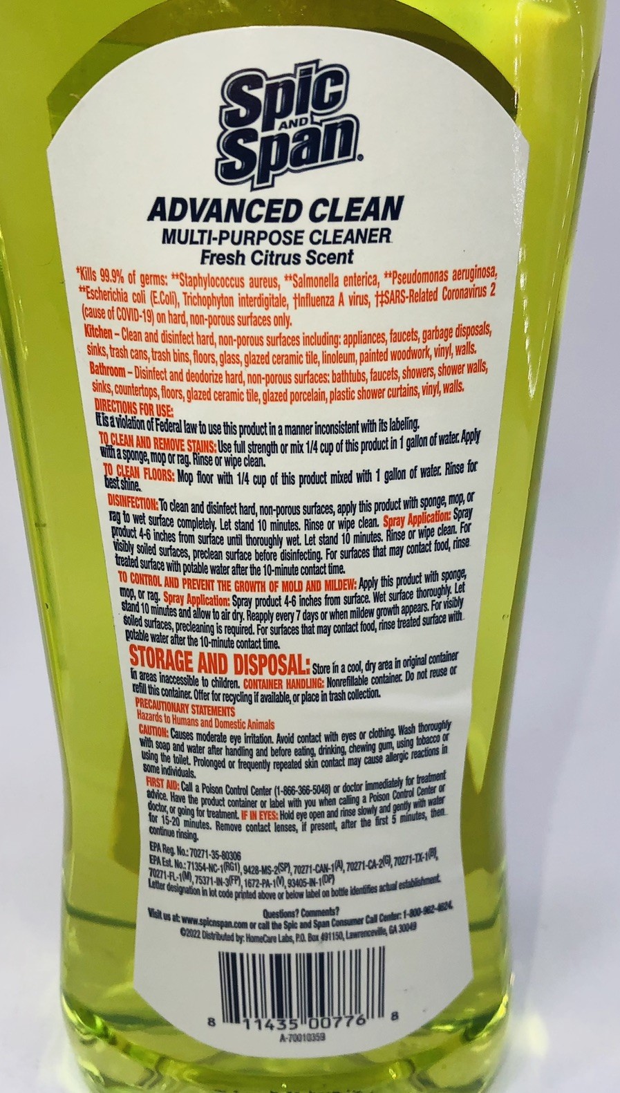 4 Spic & Span Multi-purpose Cleaner Citrus Scent Liquid Floor Cleaner FREE SHIP