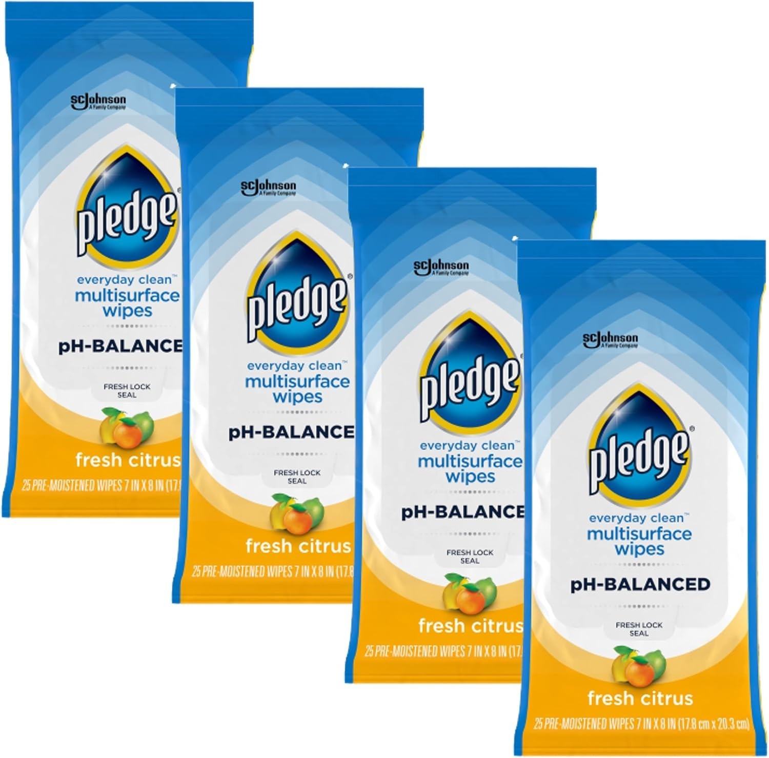 pH-Balanced Cleaning Wipes in Fresh Citrus, 100 Count Pack of 4 Canisters