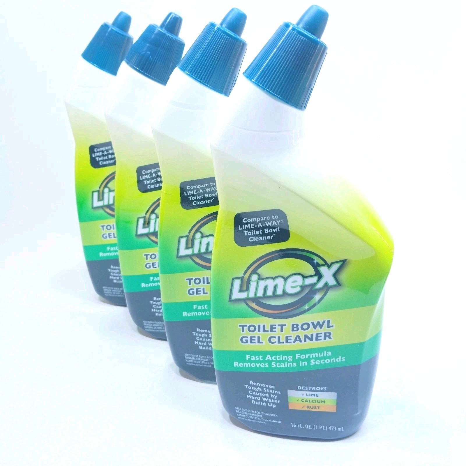( 4 ) Lime-x Liquid Toilet Bowl Gel Cleaner, Removes Lime Calcium Rust 16 oz ea