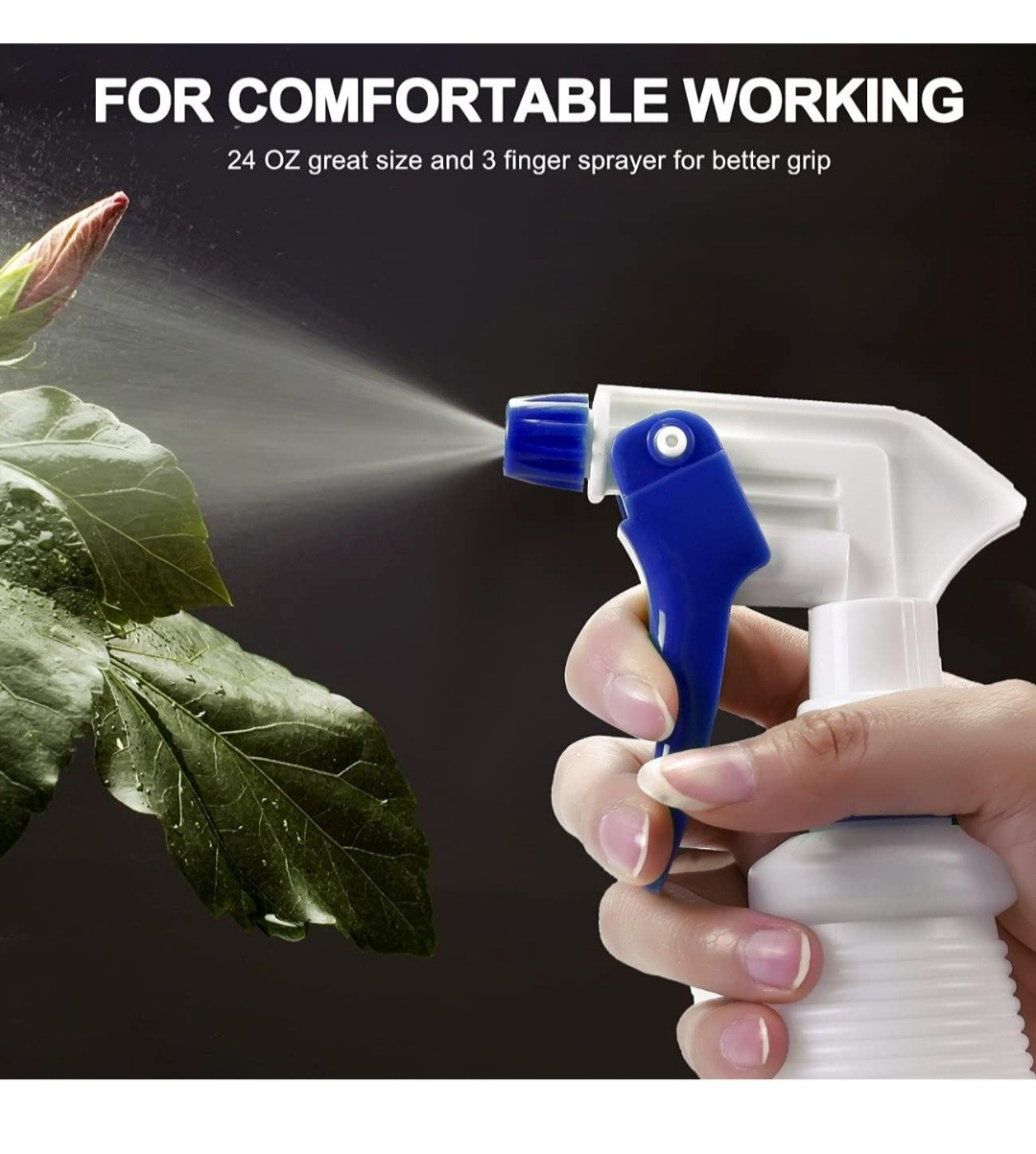 Plastic Spray Bottles 4 Pack 24 Oz All-Purpose Sprayer for Cleaning Solutions…
