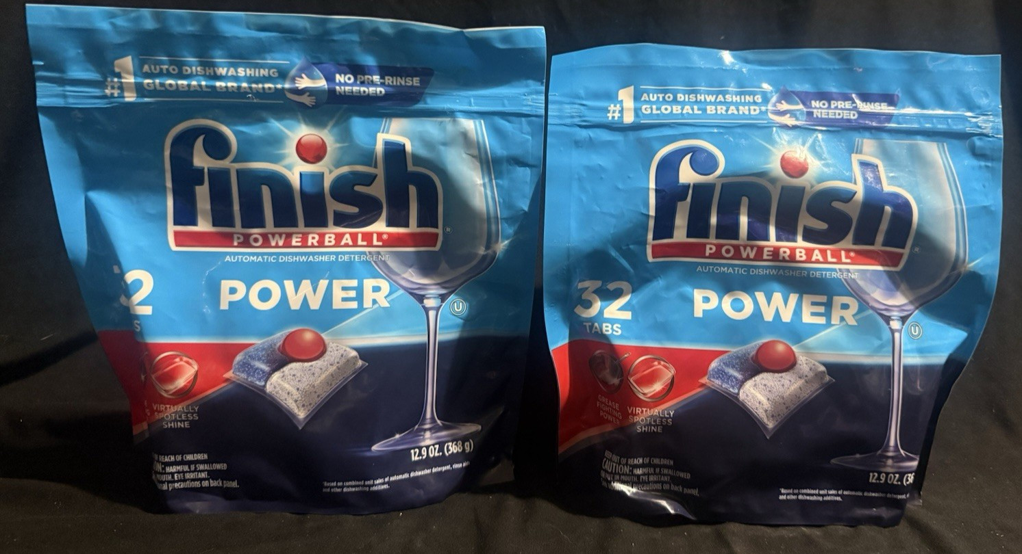Finish Power 12.9oz Automatic Dishwasher Detergent 32 Tabs Lot of 2