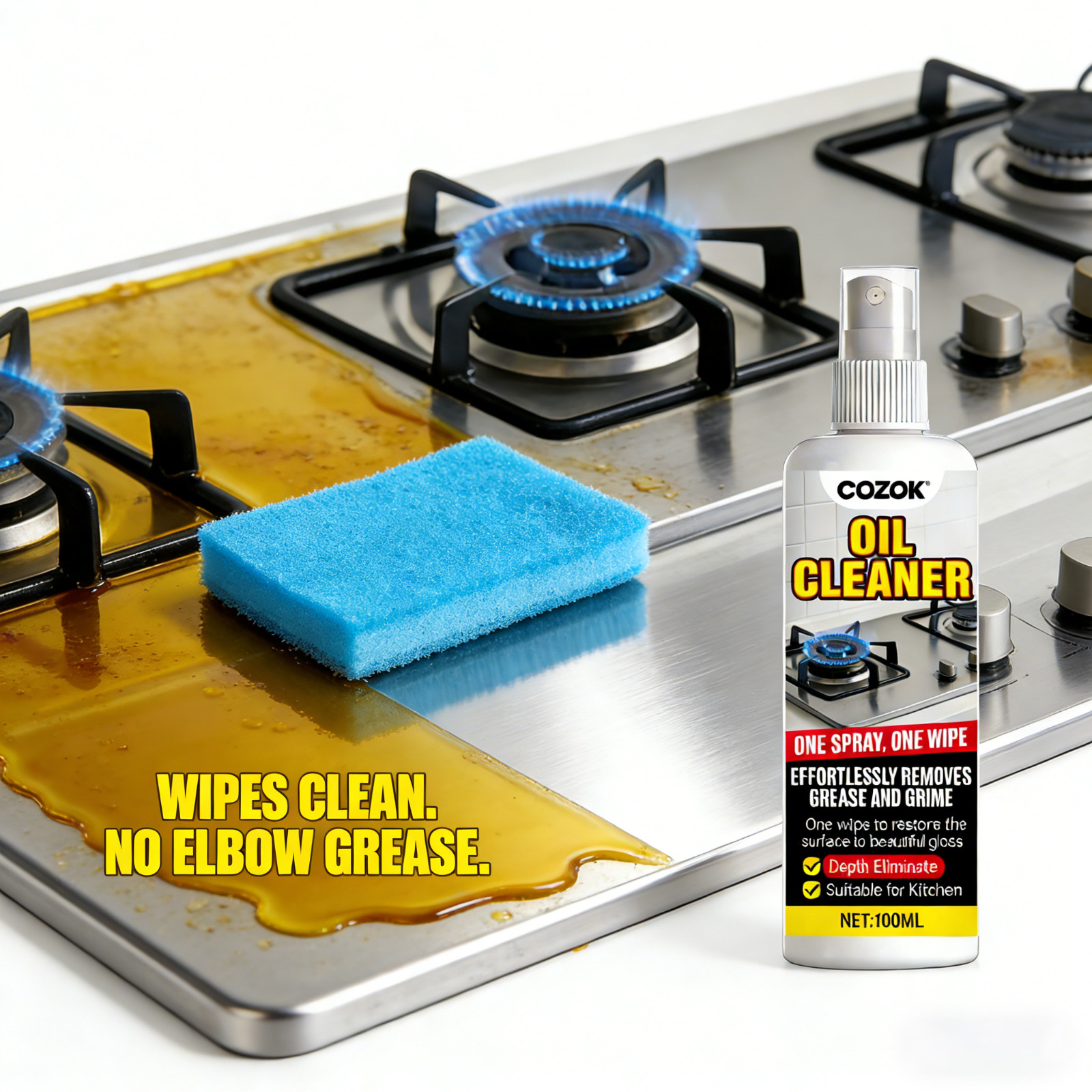 Quick Wipe Kitchen Degreaser – One Spray One Wipe, Restores Shine in Minutes