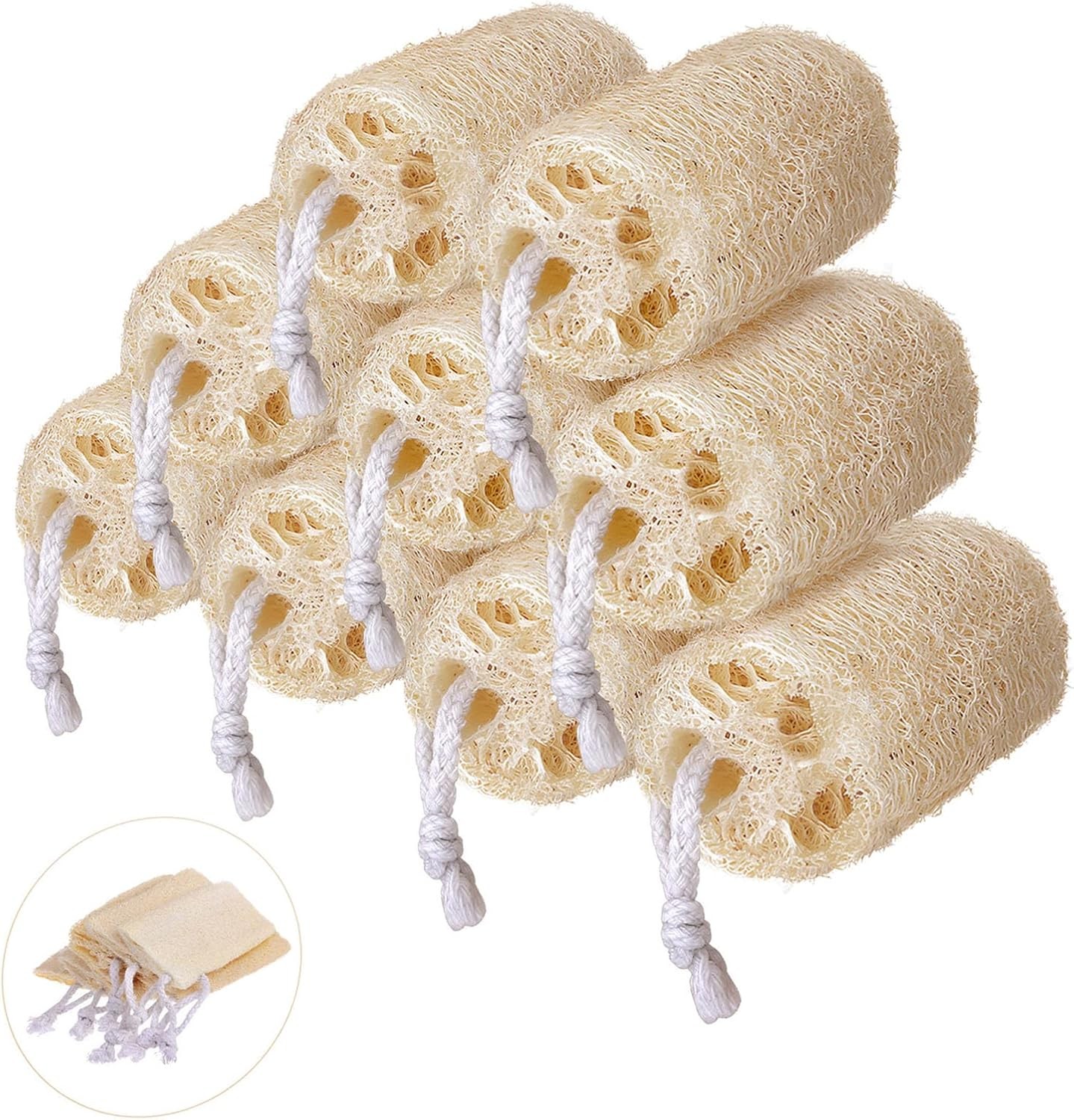 9 Pack 4”Natural Loofah Sponge Small Size Natural Organic Loofah for Kitchen
