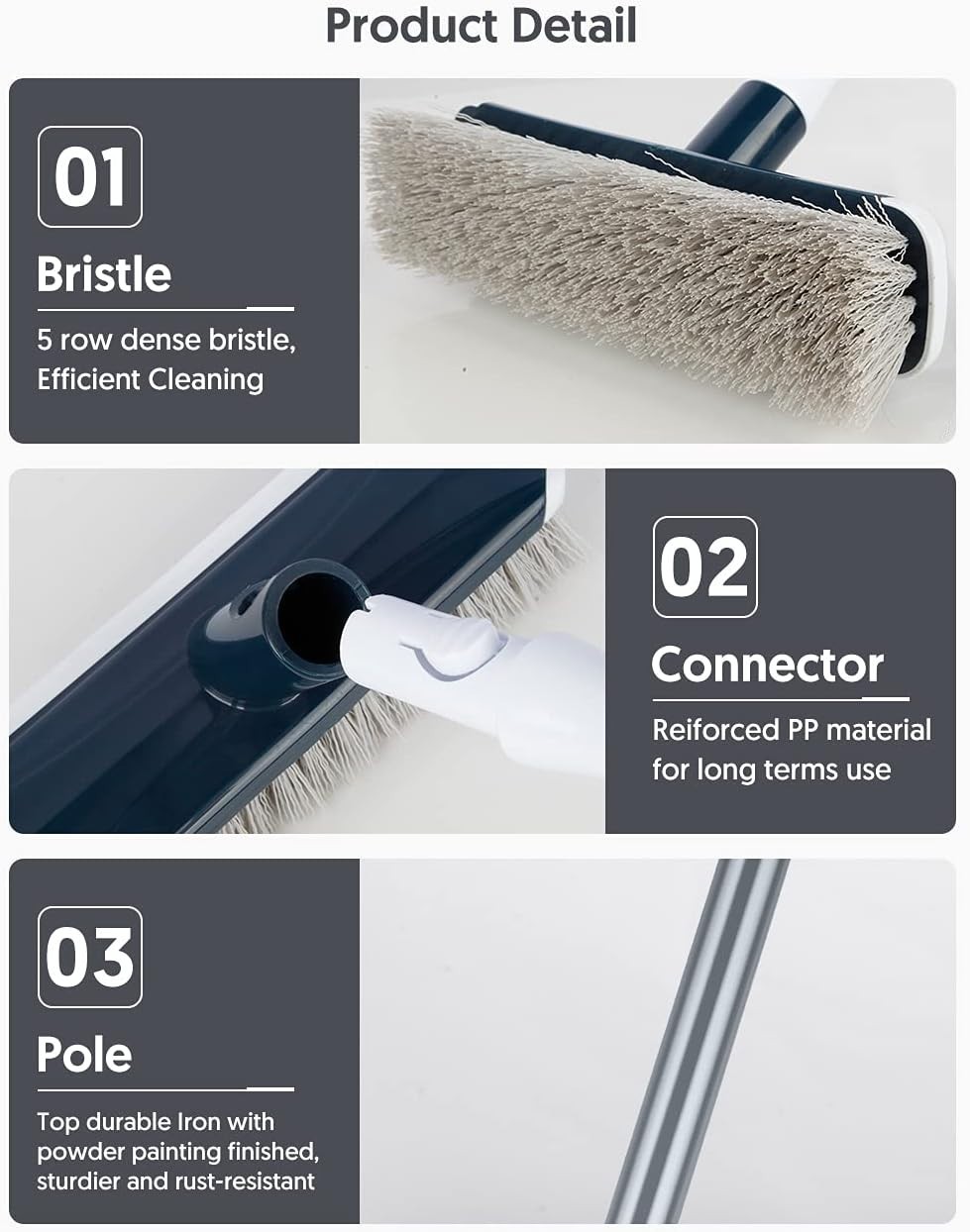 Floor Scrubber with Long Handle, 2 in 1 Scrubbing Brush Stiff Bristle Shower …