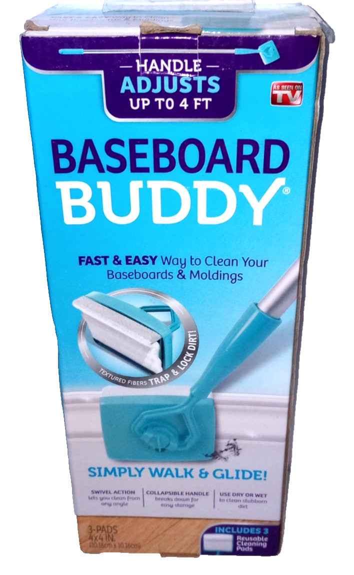 Baseboard Buddy Adjustable Baseboard Cleaner w/ 3 Reusable Pads – As Seen on TV