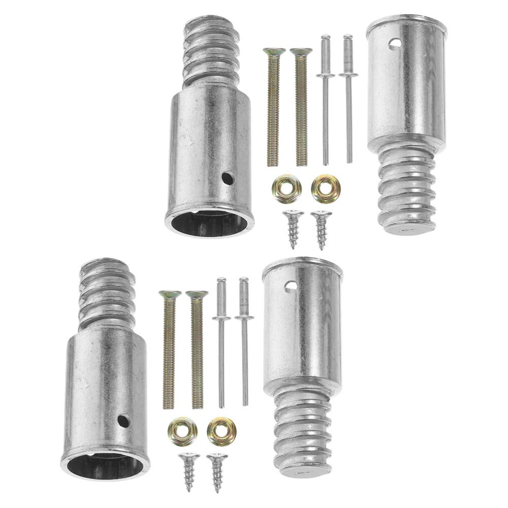 2 Set Threaded Pole End Tip Repair Kit Metal Handle Tips Broom Replacement