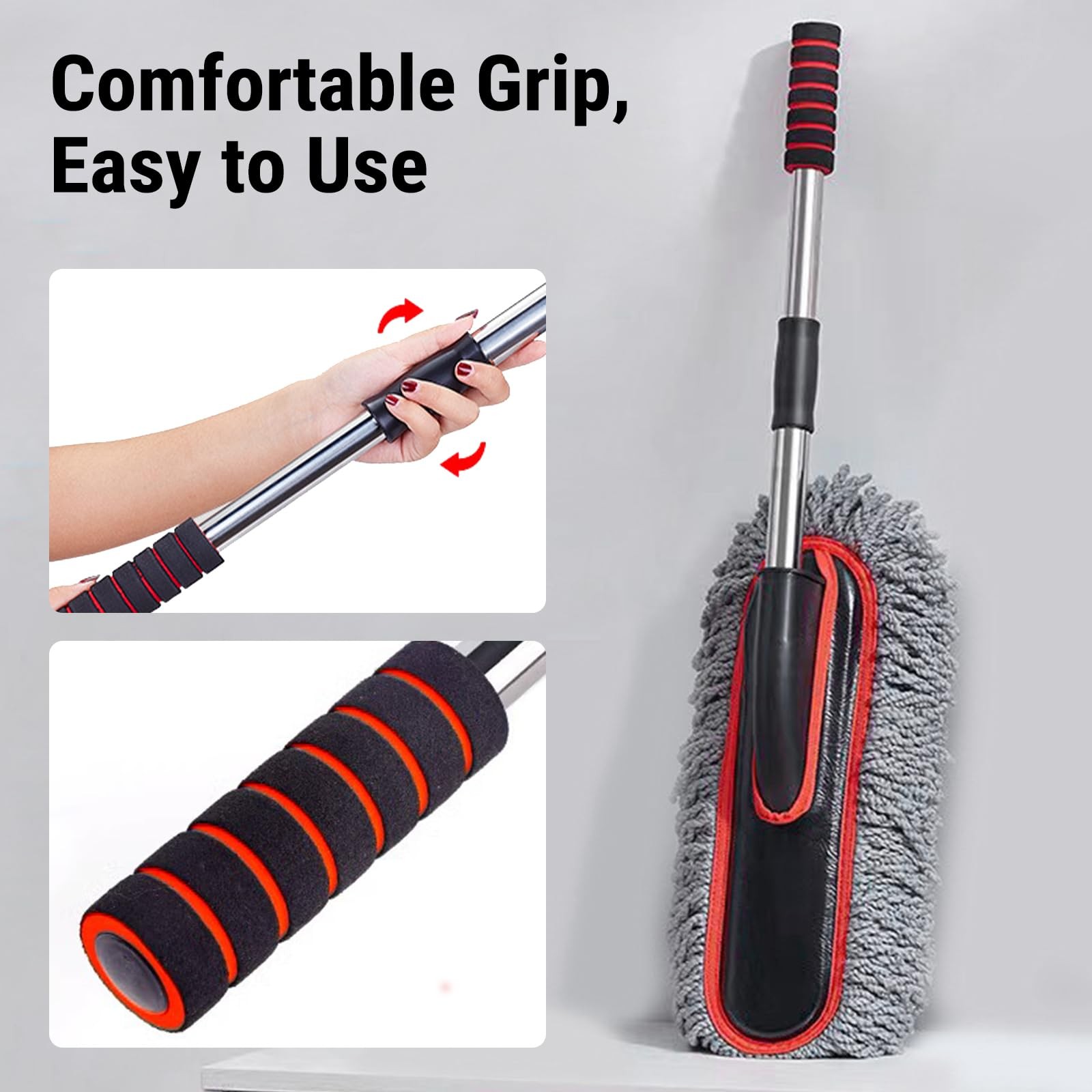 Car Duster Exterior Scratch Microfiber Car Cleaning Brush, Extendable Handle …