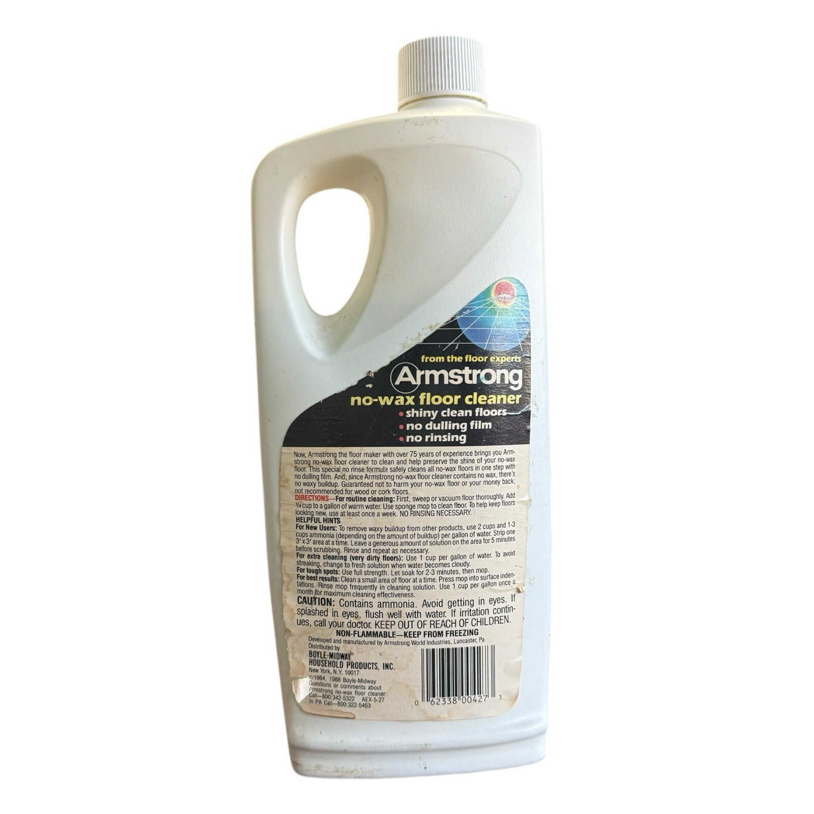 1988 Armstrong No Wax Floor Cleaner No Film No Rinse 27 oz Partial