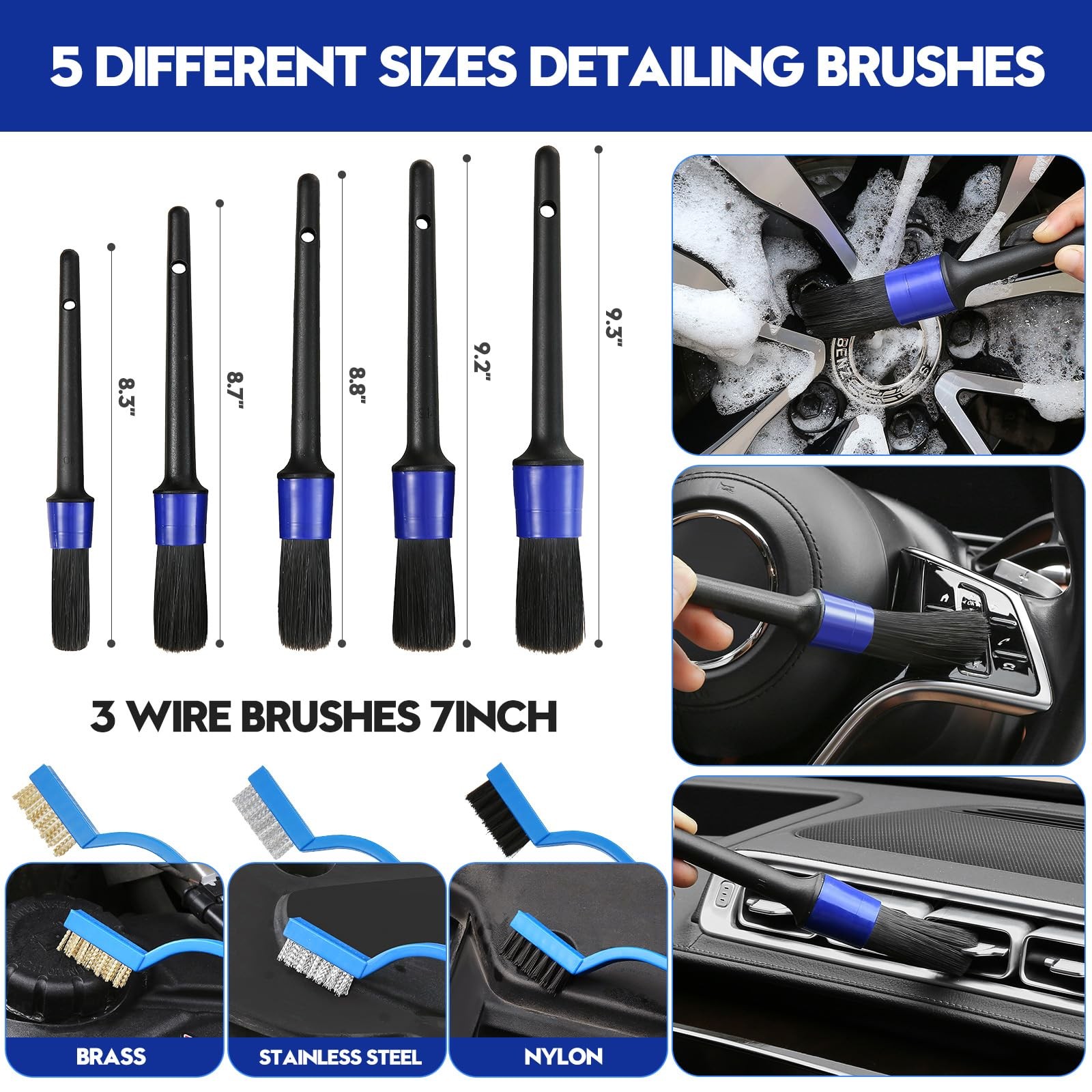 Qydipclin 45Pcs Car Detailing Kit, Car Detailing Brush Set, Car Wash Cleaning…