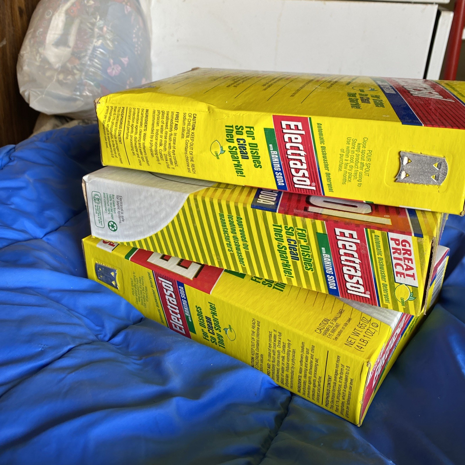Vintage Lot Of 3 Electrasol w/ Baking Soda NOS Lemon Auto Dishwasher Soap 65 Oz