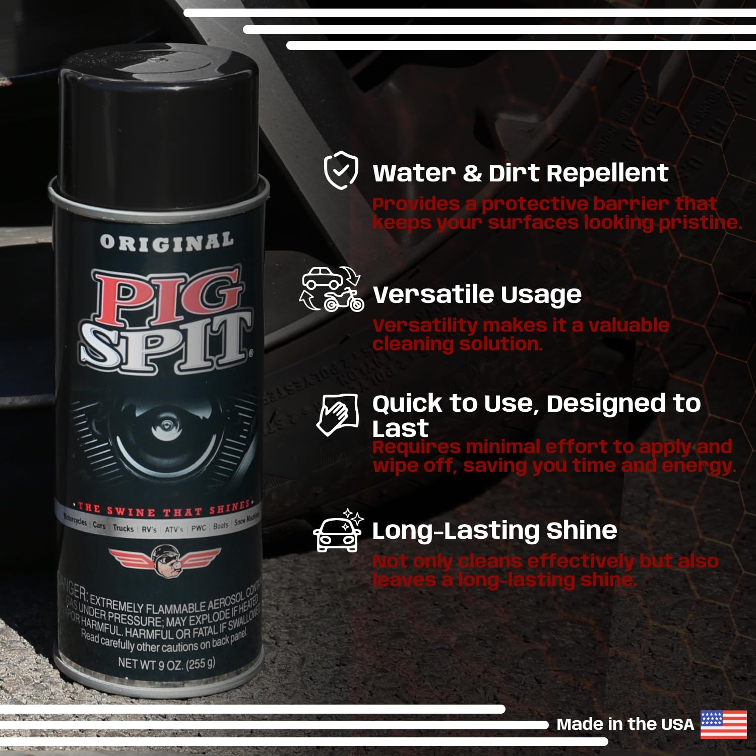 Engine Shine for Trim, Tires & Vinyl | Restores Faded Black Plastic | 9 oz.