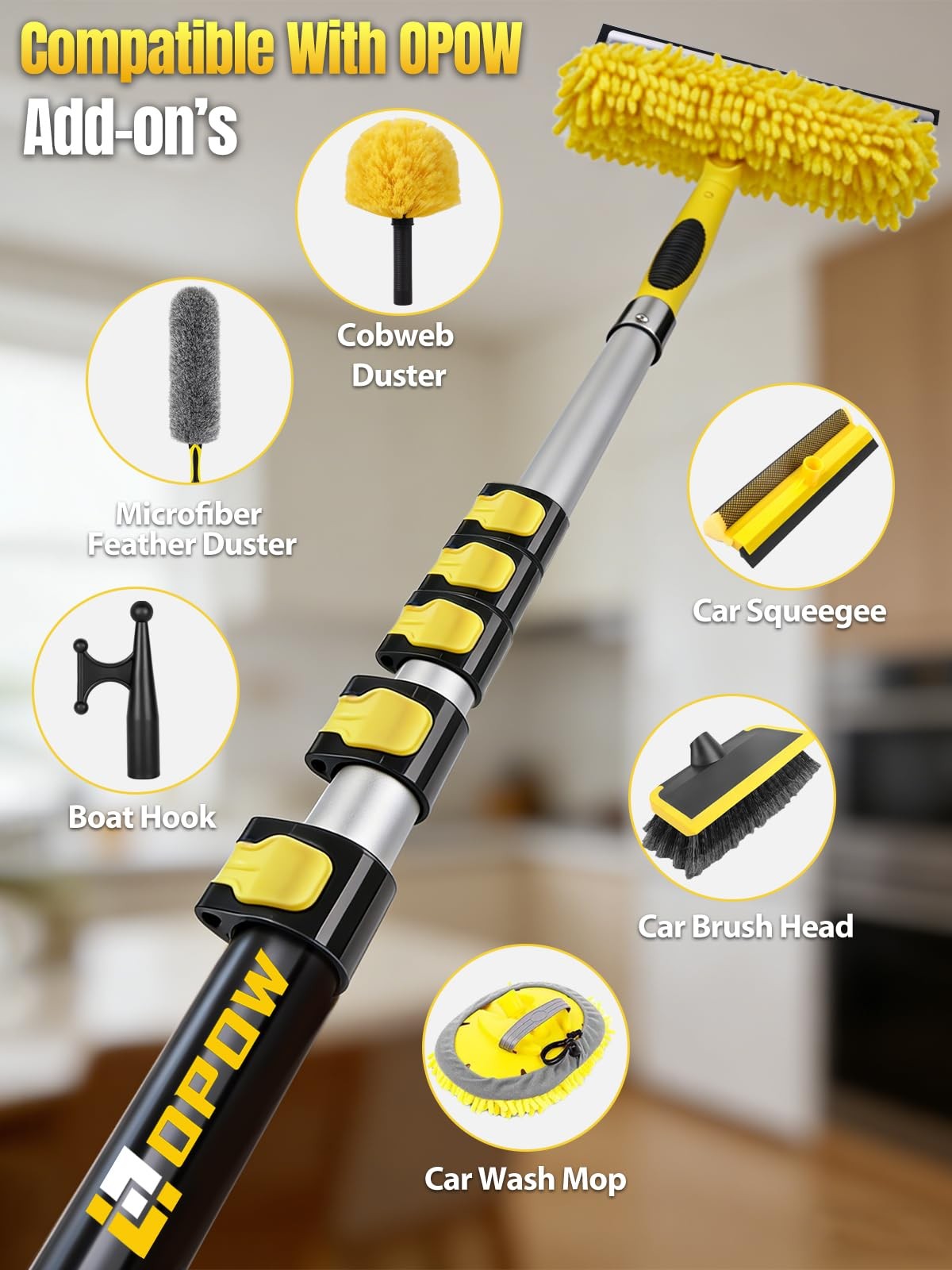 6-24ft Cobweb Duster with Extension Pole, 32ft High Reach Spider Brush, Alumi…