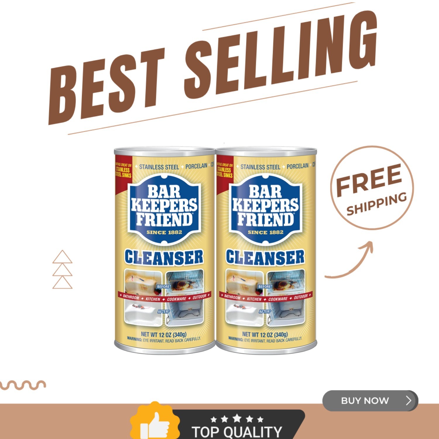 Heavy-Duty Powder Cleanser 2 x 12oz for Kitchen, Bathroom & Deep Cleaning