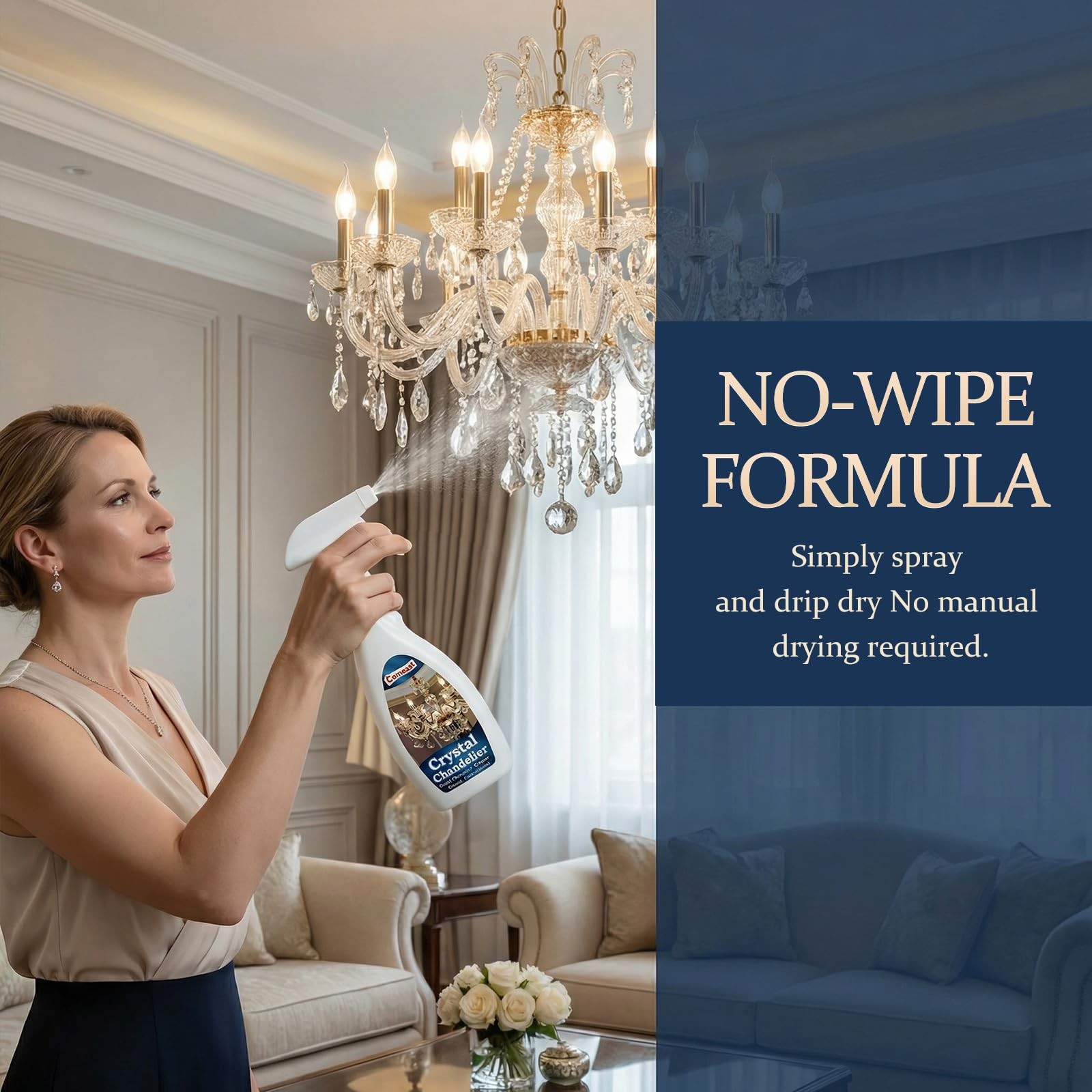 Crystal Chandelier Cleaner Spray, Easy Spray & Drip Dry Formula for Crystal, …