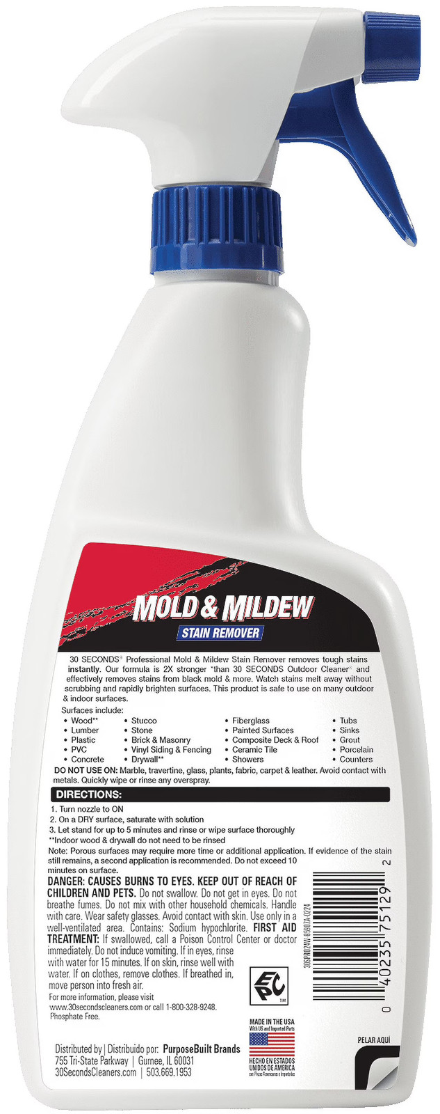 30 Second Professional Mold and Mildew Remover Spray for Black Mold