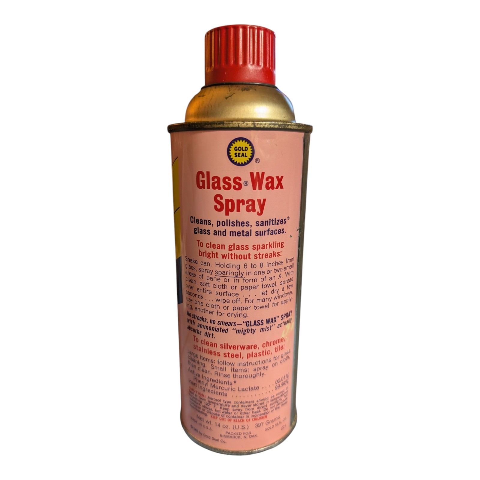 Vintage GOLD SEAL GLASS WAX SPRAY 14 oz 1963 75% Full Cleans Metal Plastic Tile