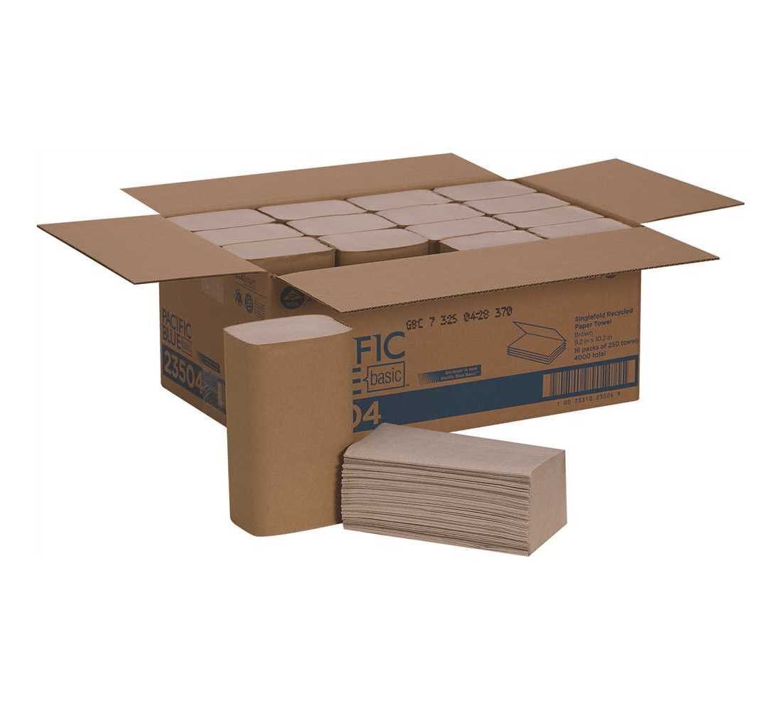 Brown S-Fold Recycled 3rd Party Paper Towel – pack of 16