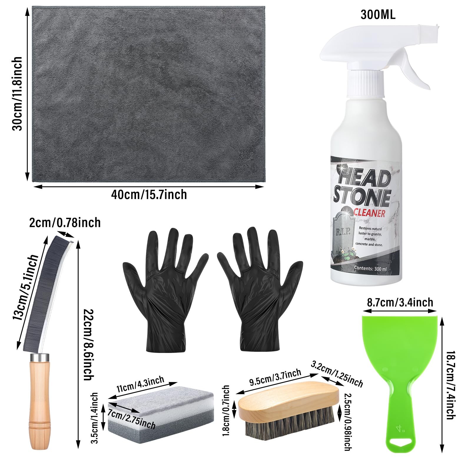 8 Pcs Headstone Cleaner Kit for Grave Cemetery Cleaning Granite Stone Daily C…