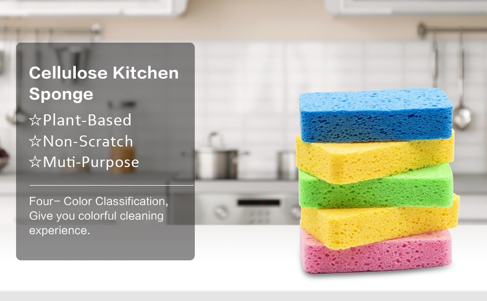 Large Cellulose Sponges, Kitchen Sponges for Dish, Thick Heavy Duty Scrub