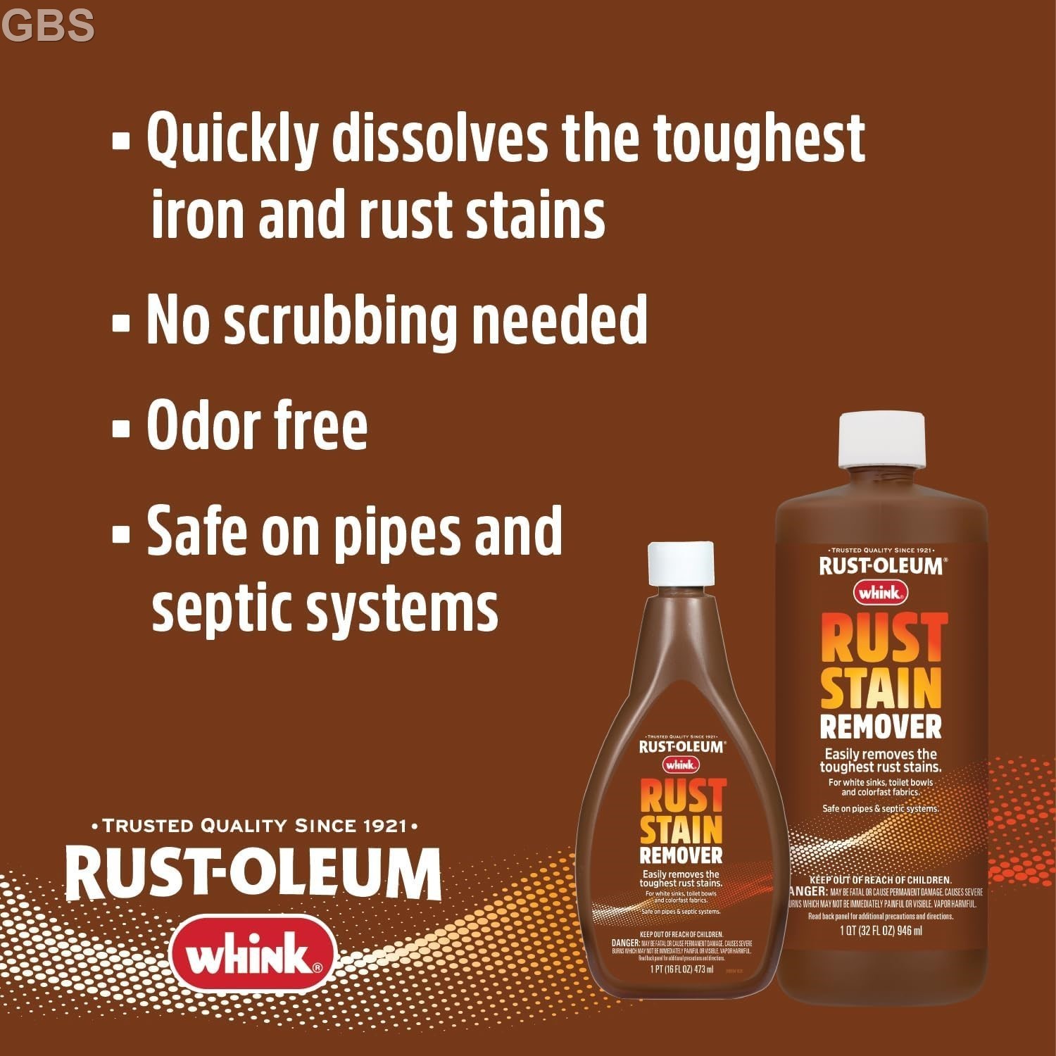 Rust-Oleum Whink Rust Stain Remover Stain Remover Toilets Sinks & Carpets 32 oz