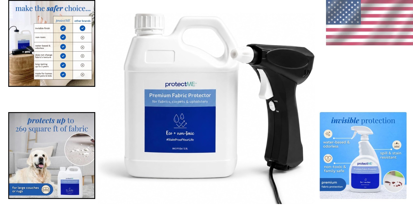 Non-Toxic Fabric Protector 84.5oz + Sprayer, Repels Liquids, Easy Application