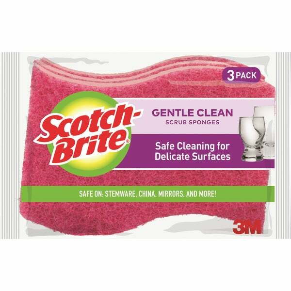 (8)-3M Scotch-Brite 4.4 In. x 2.6 In. Pink Delicate Scrub Sponge (3-Count)