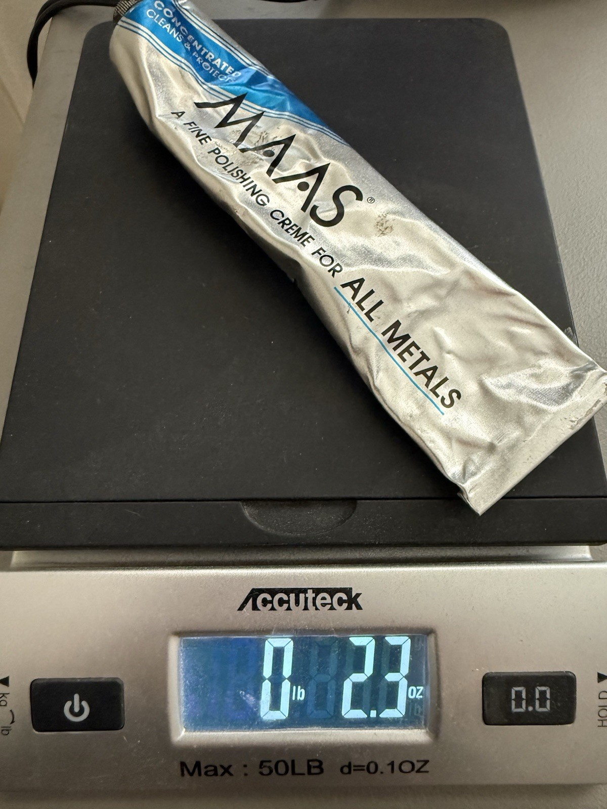 Maas Fine Polishing Creme for All Metals Used 4 oz Tube, Approx 50% Remaining