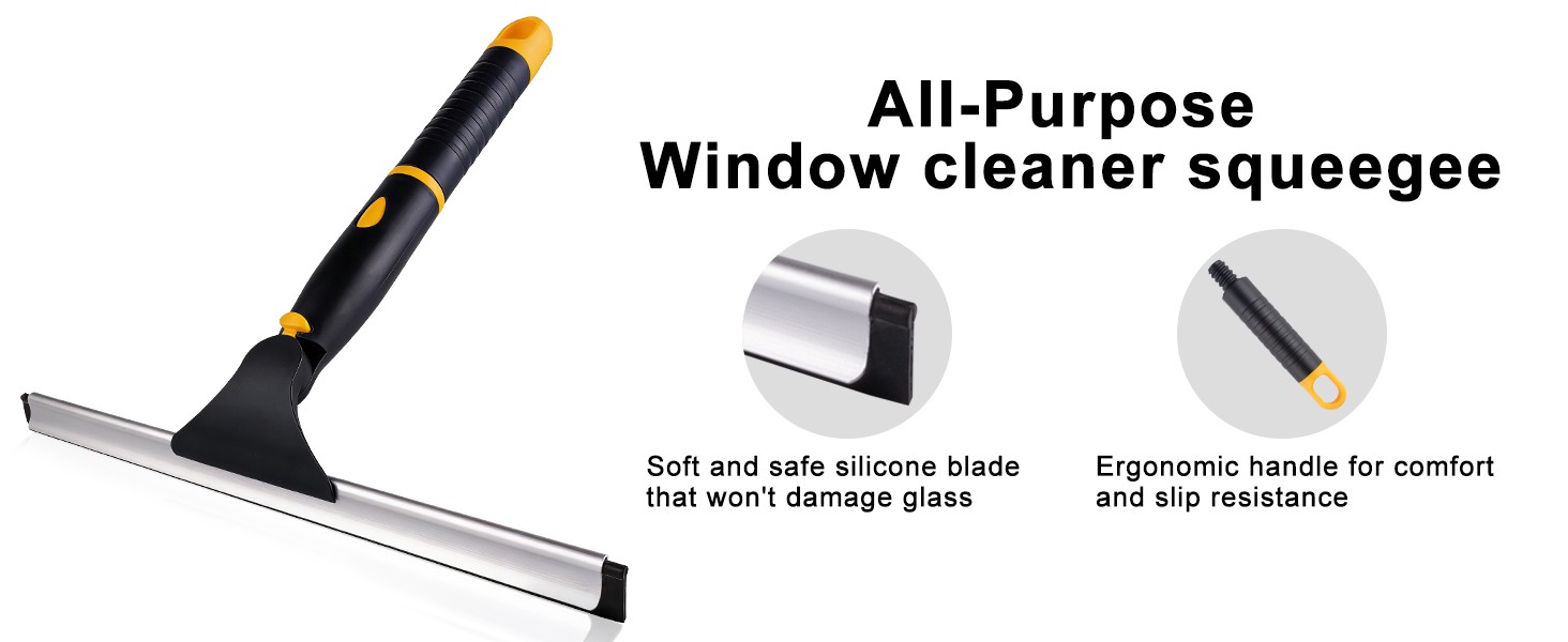 Swivel Shower Squeegee for Glass Doors, All-Purpose Anti-Slip Window Squeegee
