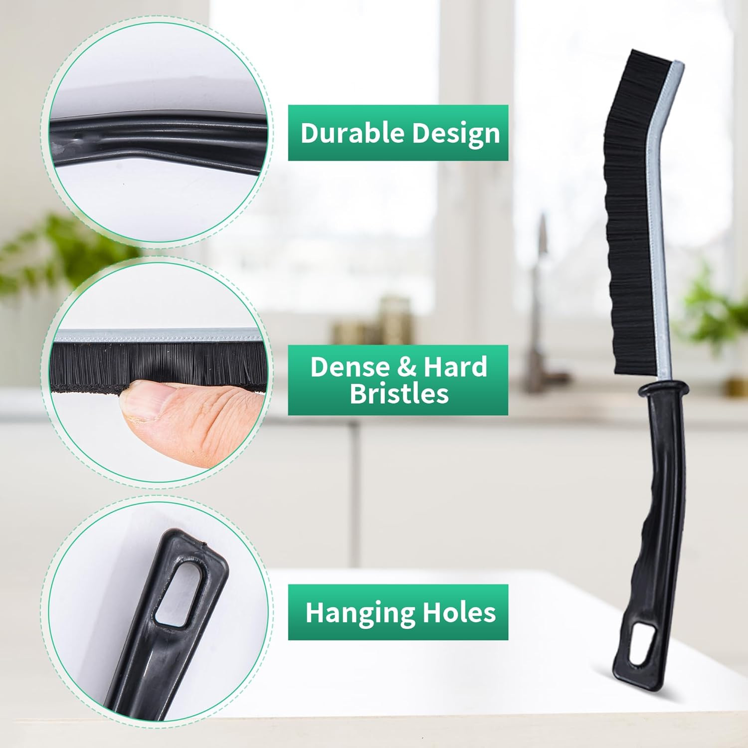 6-Pack Hard Bristle Crevice Cleaning Brush, Best Tool for Cleaning Grout, Gaps