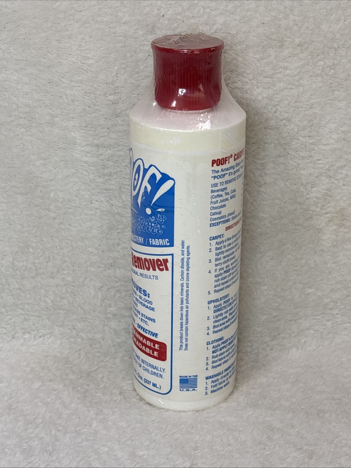 Poof Stain Remover Non-Toxic Non-Flammable Biodegradable 8oz Sealed Made In USA