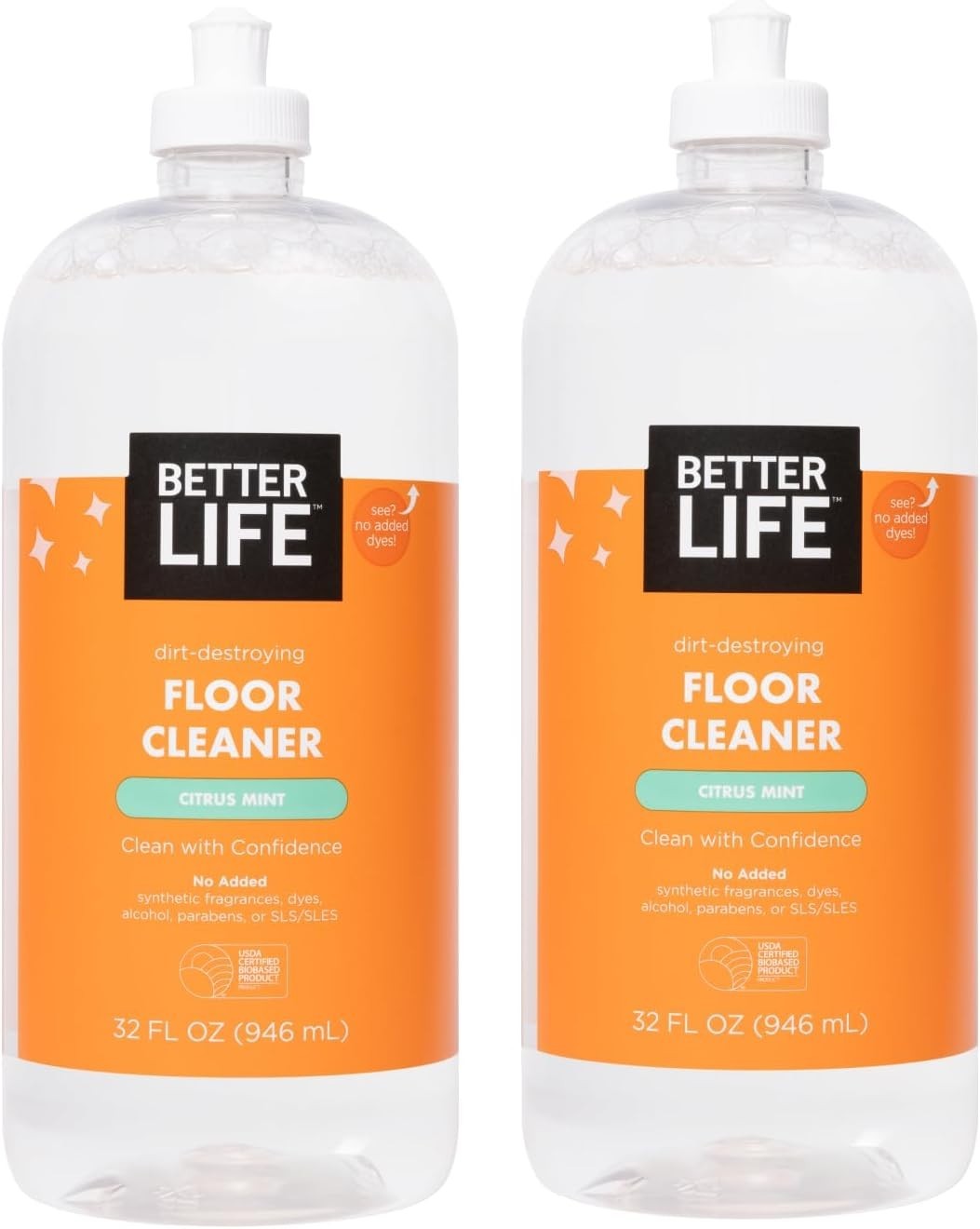 Citrus Mint Floor Cleaner – Plant-Based 32 Fl Oz Pack of 2 for Multiple Surfaces