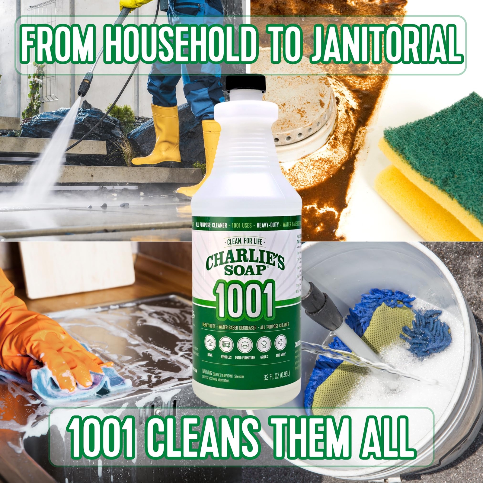 1001 Cleaner Heavy Duty Biodegradable Concentrated All Purpose Water Based Degre