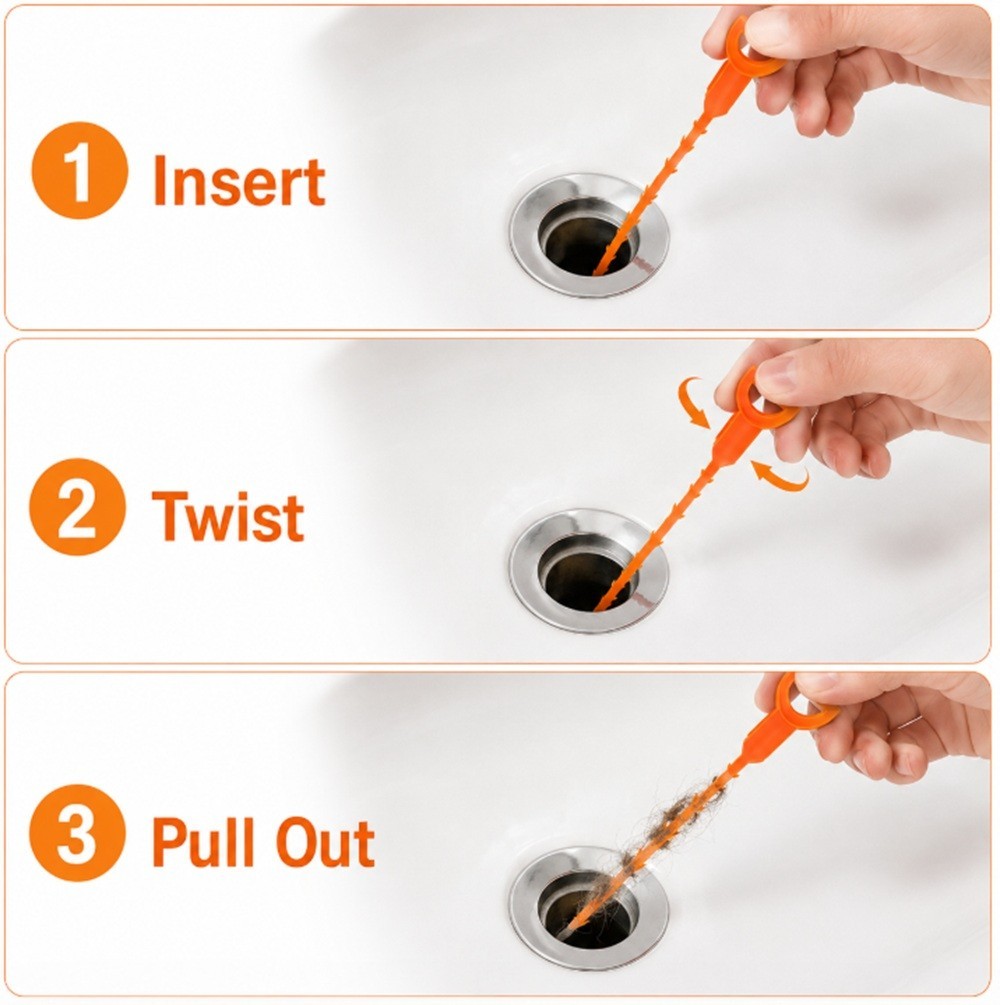 6Pcs 25 Inch Hair Drain Cleaner Tool Set -Snake Drain Clog Remover for Sink Tube