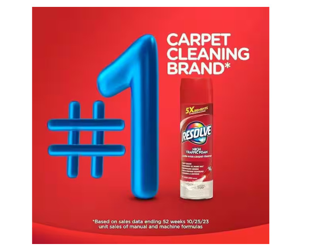 Resolve High Traffic Carpet Cleaner Foam 22 oz Stain & Odor Remover New